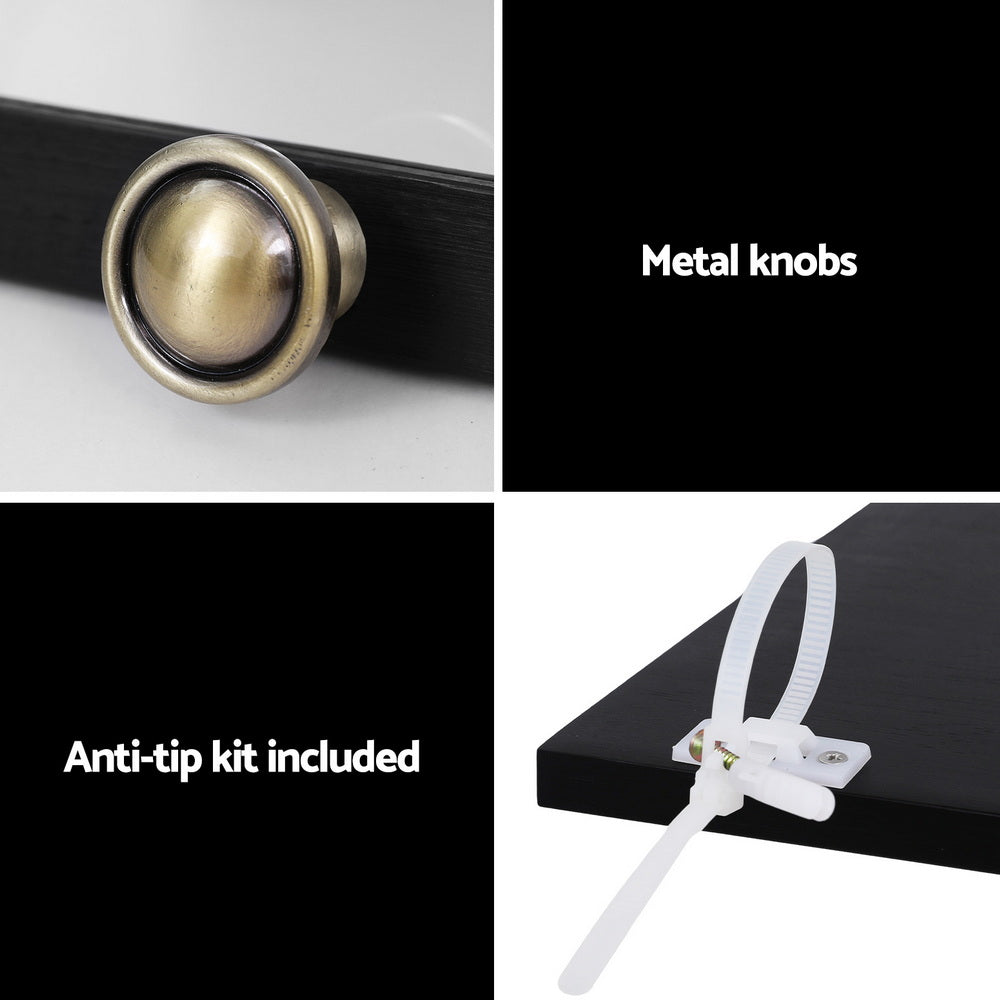 Artiss 5-Tier Display Cabinet Storage Bookshelf Clear Shelf Black