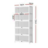 Artiss 5-Tier Display Cabinet Storage Bookshelf Clear Shelf White