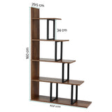 Artiss 5 Tiers Bookshelf Ladder Corner Shelf Bookcase Walnut