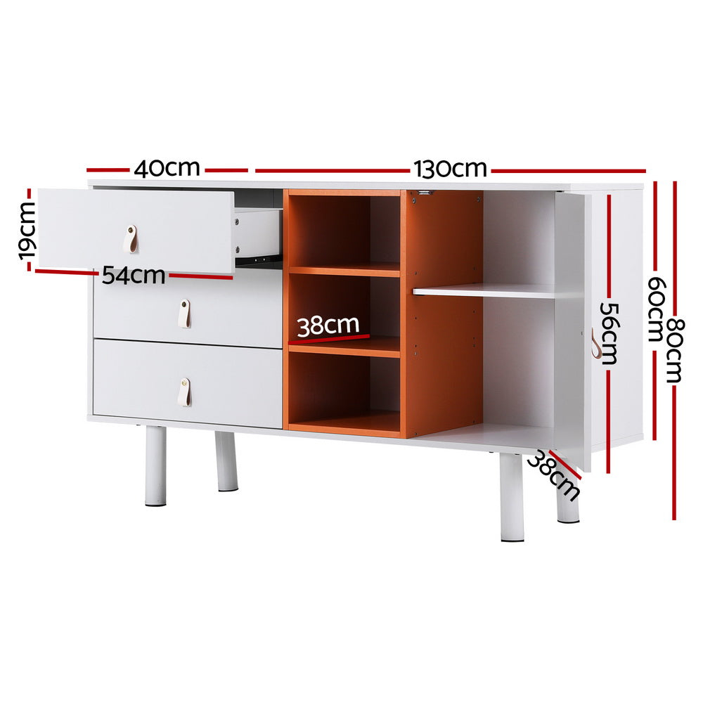 White & Orange Buffet Sideboard