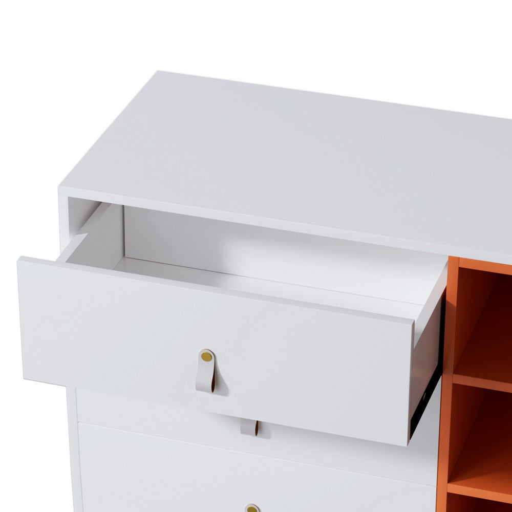 White & Orange Buffet Sideboard