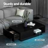 Artiss LED TV Unit & Coffee Table Set Storage Cabinet Black