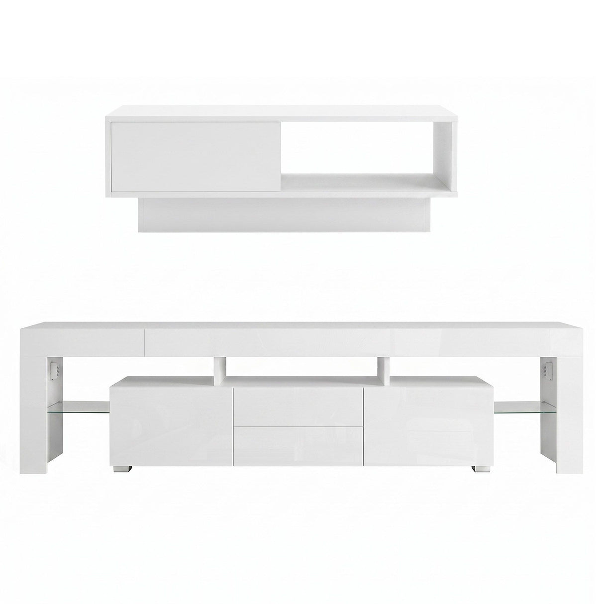 Artiss LED TV Unit & Coffee Table Set Storage Cabinet White