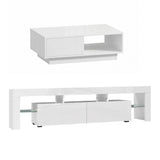 Artiss LED TV Unit & Coffee Table Set Storage Cabinet White