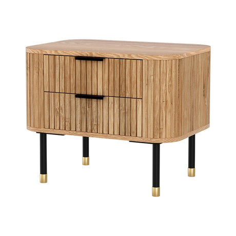 Artiss Bedside Table 2 Drawers Paulownia Wood Pine