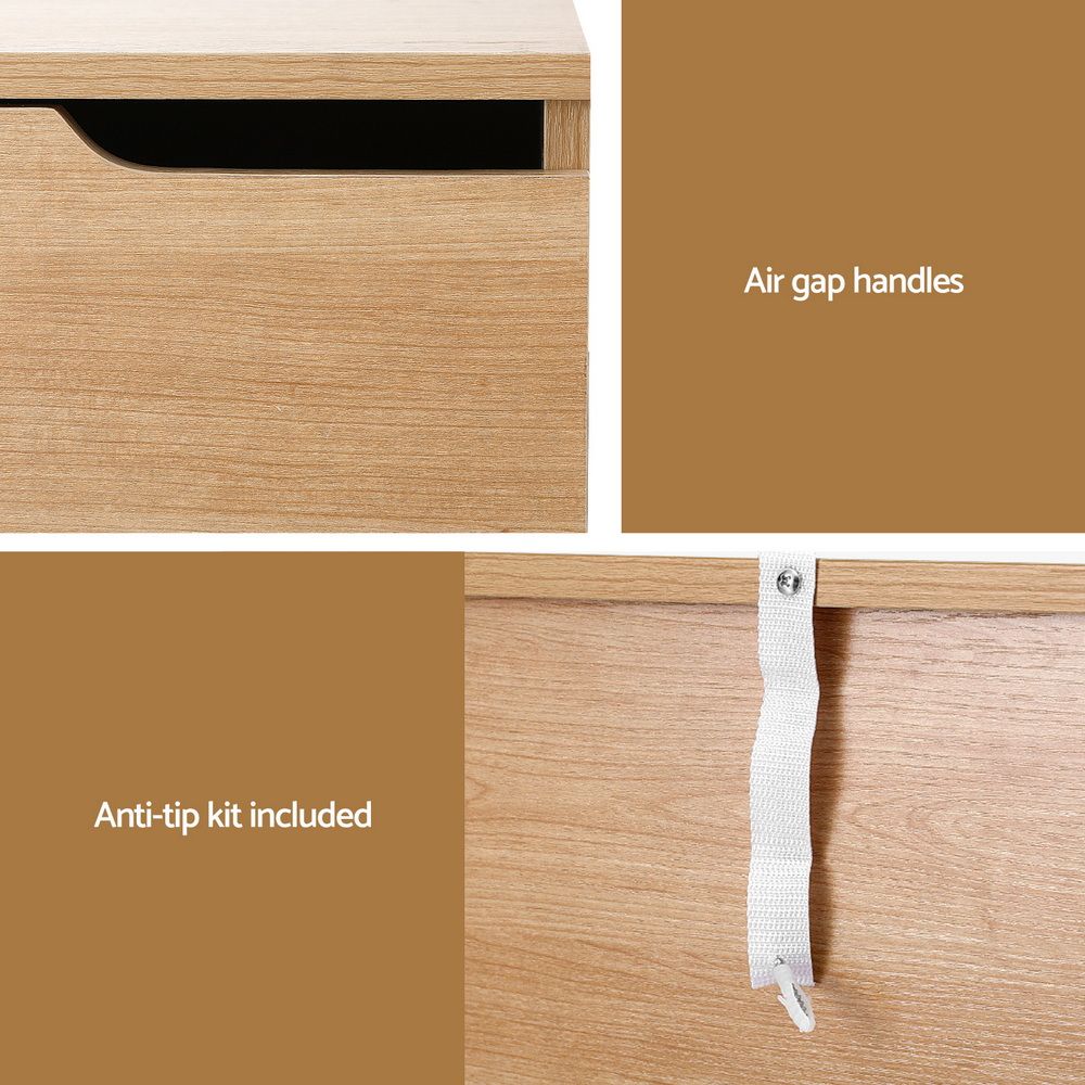 Artiss 2X Bedside Table 2 Drawers Nightstand Pine
