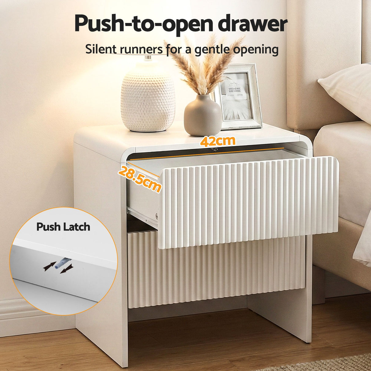 Artiss 2x Bedside Table 2 Drawers - Beige