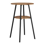 Artiss Industrial Bar Table with 2-Tier Organizer Weather-Resistant MDF Top Steel Frame
