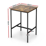 Artiss Bar Table Counter Kitchen Dining Desk Pub 60x92cm Vintage Metal Walnut