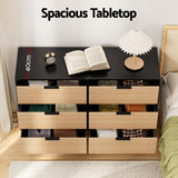 Artiss 6 Chest of Drawers Dresser Table Black&Pine