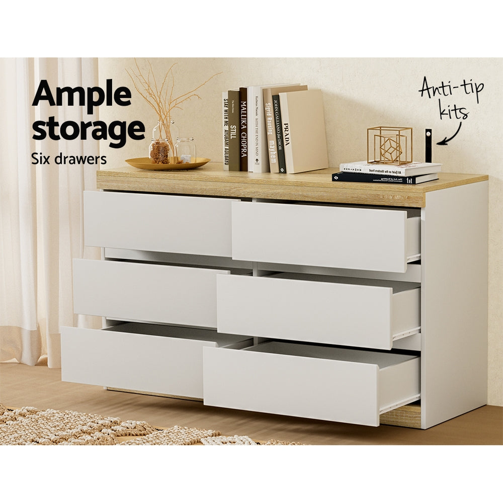 LIOR Chest of Drawers White and Oak