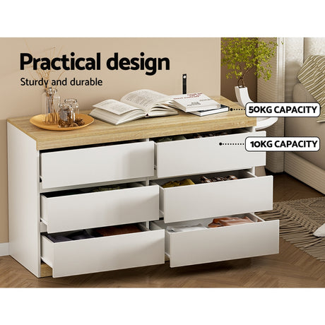 LIOR Chest of Drawers White and Oak