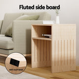 Artiss Coffee Table Storage Shelf Fluted Side Pine