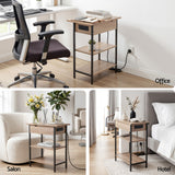 Artiss Coffee Table Set Of 2 Side Bedside End Table Charging Station Flip-Top Storage 60cm Wood