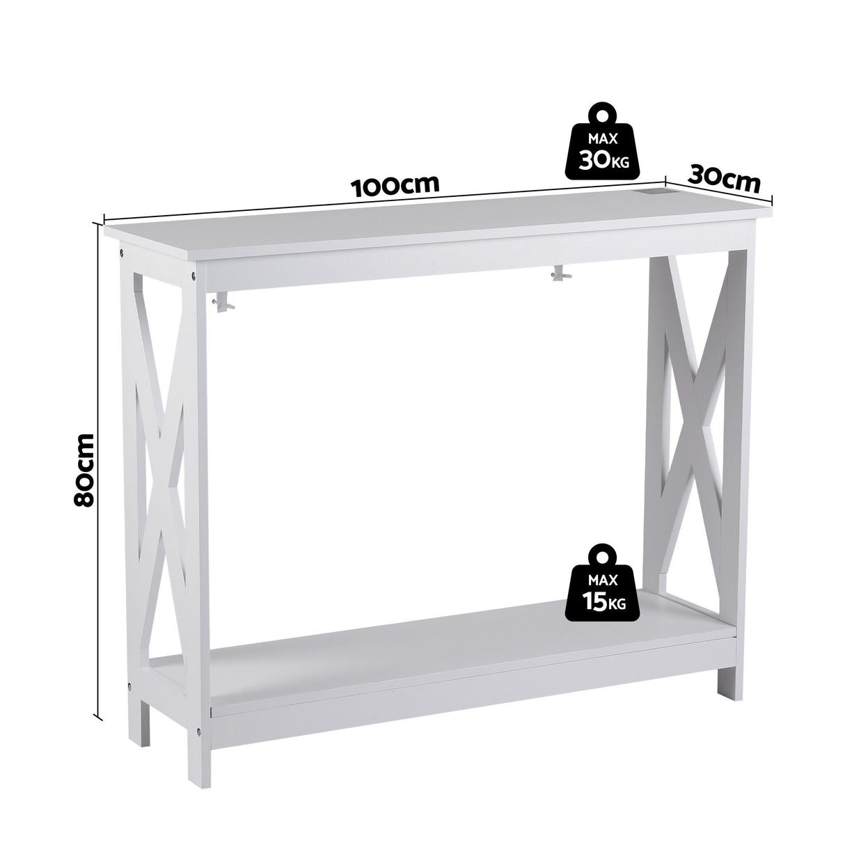 Artiss Console Table Entryway Hallway Display 2-Tier Narrow Sofa Table 100CM White