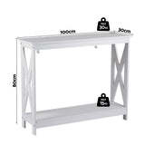 Artiss Console Table Entryway Hallway Display 2-Tier Narrow Sofa Table 100CM White