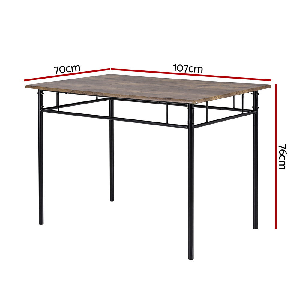 Aria Dining Table and Chairs Set 5PCS Industrial Wooden Metal Desk Walnut