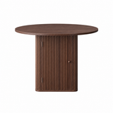 Artiss Modern Round Dining Table with Hidden Storage Base 100cm Dark Walnut