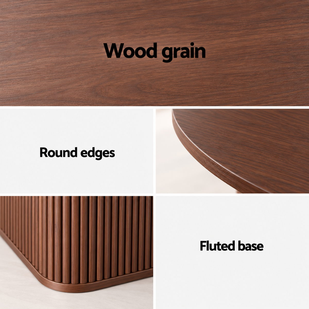 Artiss Modern Round Dining Table with Hidden Storage Base 100cm Dark Walnut