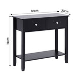 Artiss Console Table Hallway Sofa Entryway Entrance 2 Drawers 80CM Black
