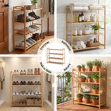 Artiss 4 Tier Shoe Rack Bamboo Storage Organiser Pine