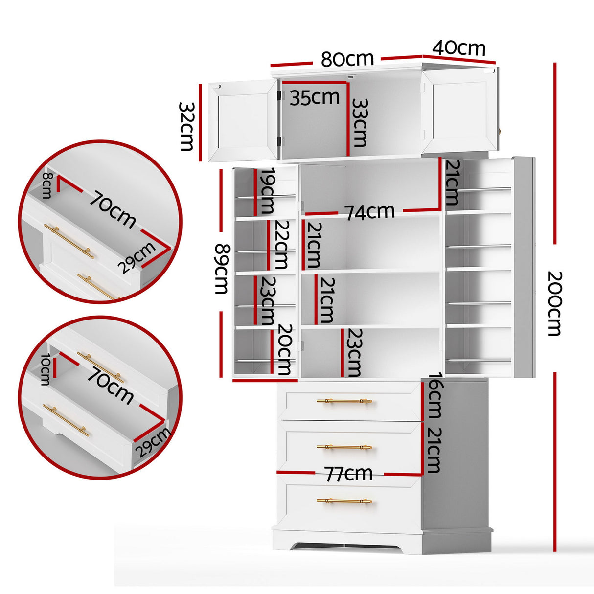 Artiss Buffet Sideboard Cabinet Pantry Kitchen Storage Cupboard Drawers Doors