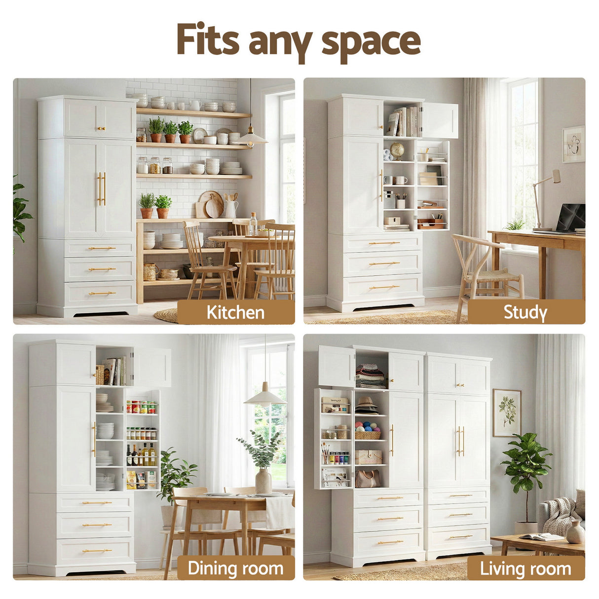 Artiss 2X Buffet Sideboard Cabinet Pantry Kitchen Storage Cupboard Drawers Doors