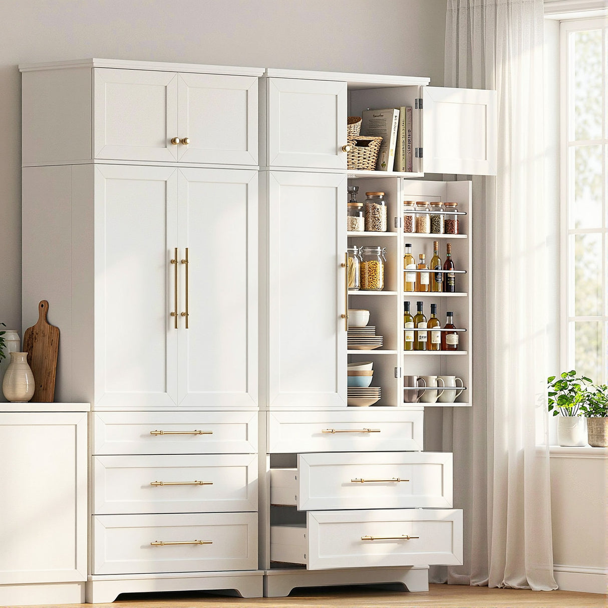 Artiss 2X Buffet Sideboard Cabinet Pantry Kitchen Storage Cupboard Drawers Doors