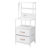 Artiss Bedside Table Tall Nightstand with Charging Station Drawers LED White