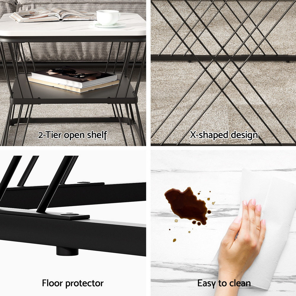 Artiss Nesting Coffee Table Set of 2 Marble Effect