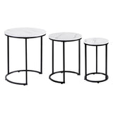 Artiss Nesting Coffee Table Set of 3 Round Stackable Side End Tables Marble Finish White