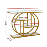 Artiss Console Table Marble Effect 4-Tier Shelves 105CM White&Gold