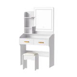 Doris Dressing Table LED Makeup Mirror Stool Set White