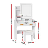 Doris Dressing Table LED Makeup Mirror Stool Set White