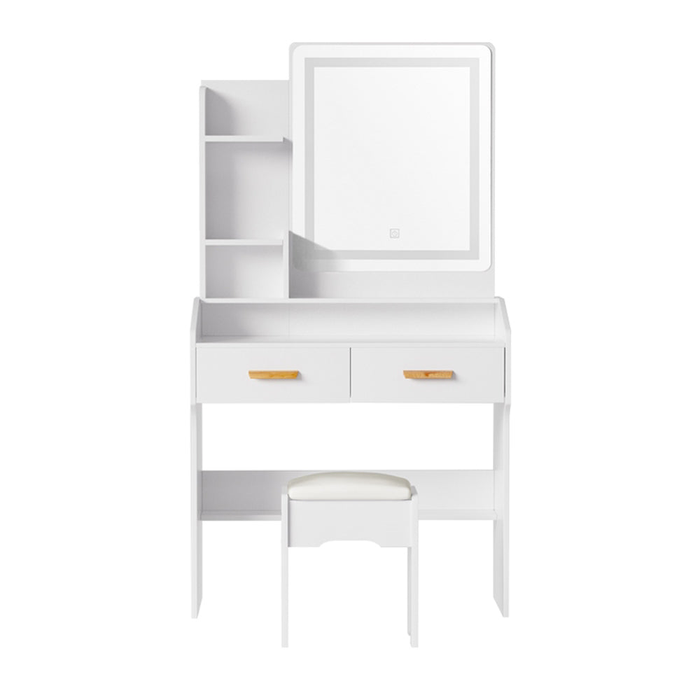 Doris Dressing Table LED Makeup Mirror Stool Set White