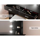 Hollywood Dulcea Dressing Table LED 10 Bulbs Makeup Mirror Black