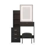 Artiss Dressing Table Vanity Desk Set Stool Led Black