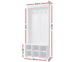 Artiss Shoe Rack Cabinet Hall Tree Coat Rack 180CM White