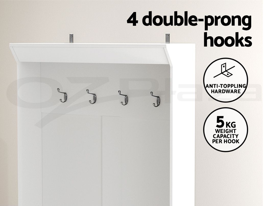 Artiss Shoe Rack Cabinet Hall Tree Coat Rack 180CM White