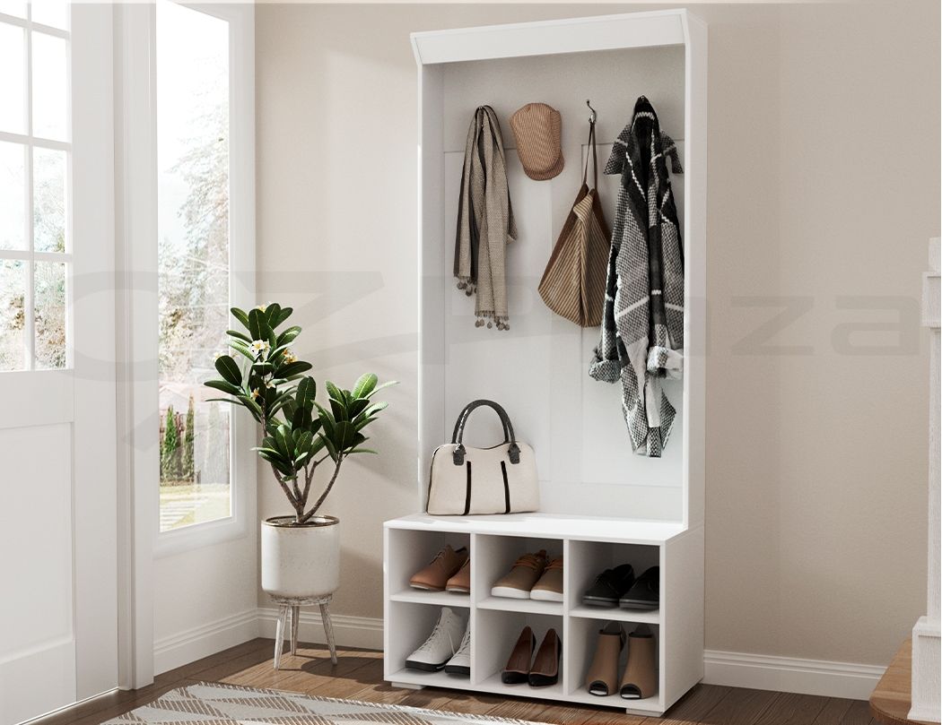 Artiss Shoe Rack Cabinet Hall Tree Coat Rack 180CM White