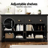 Artiss Buffet Sideboard Storage Cabinet Kitchen Cupboard Clear Door Drawer Black