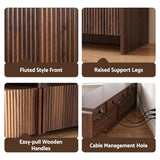 Artiss 180cm TV Unit Storage Cabinet Shelf Fluted Front Rounded Edge Anti-tip Kit Walnut