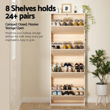 Artiss Shoe Rack Cabinet 24 Pairs Adjustable Shelf Pine