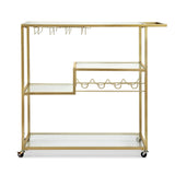 Artiss Bar Cart Drink Trolley Serving Cocktail Wine Rack Glass Holder 102cm Gold