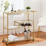 Artiss Bar Cart Drink Trolley Serving Cocktail Wine Rack Glass Holder 102cm Gold