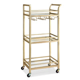 Artiss Kitchen Island Cart Trolley Rolling Serving Storage Wine Glass 43cm Gold