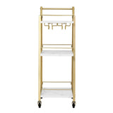 Artiss Bar Cart Trolley Kitchen Island Serving Wine Glass Holder Marble 41cm