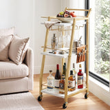 Artiss Bar Cart Trolley Kitchen Island Serving Wine Glass Holder Marble 41cm