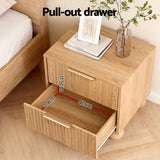 Artiss Rattan Bedside Table 2 Drawers Pine