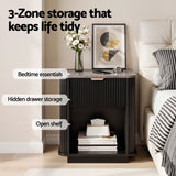 Artiss Bedside Table with 1 Drawer Side Table Black Nightstand